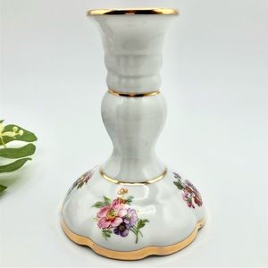 Kleiber Bavaria Porcelain 22K Gold Rim Floral Candle Holder Candelabra Germany